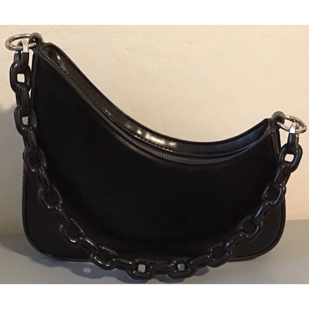 MMS Black Asymmetrical Top-Handle Purse Handbag with Chain-Look Strap NWOT